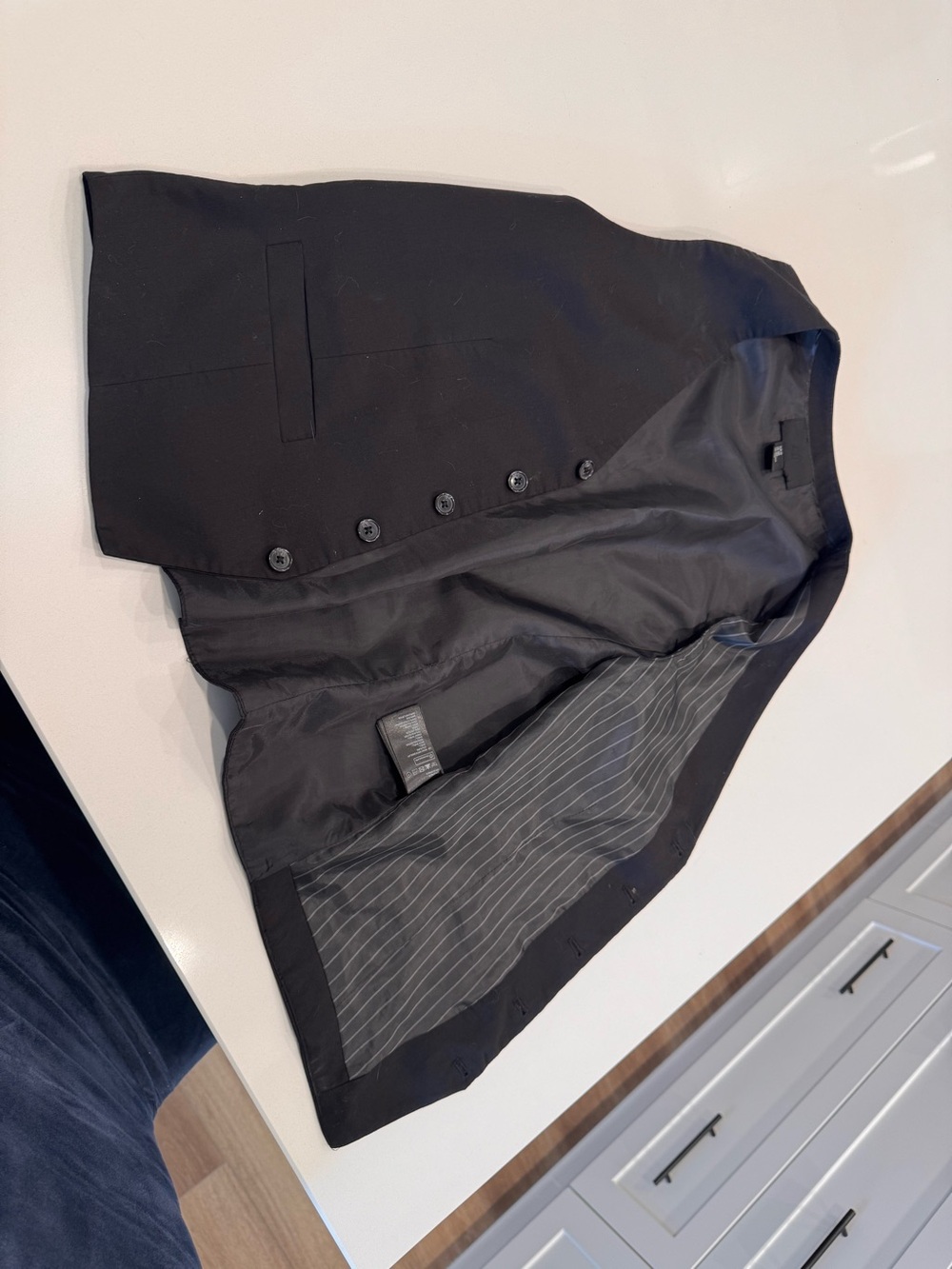 H&M Men's Black Dress Vest with Pinstripe Inner Lining